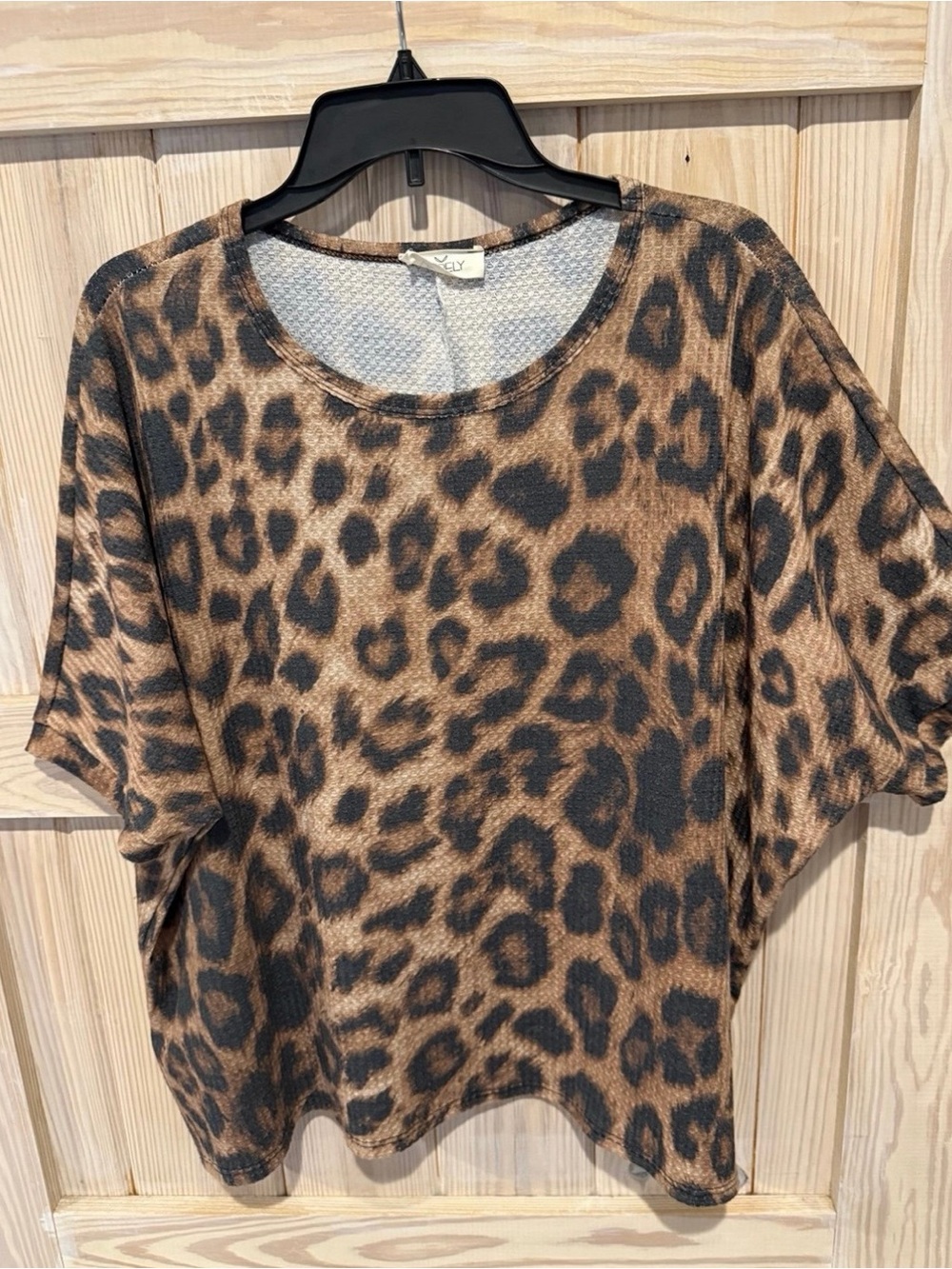 Hopely Leopard Print Dolman Sleeve To- Brown